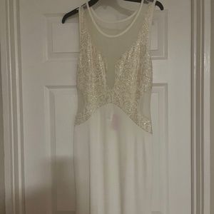 White Long backless dress